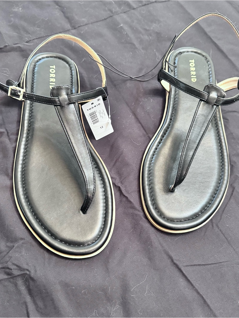 torrid Black T-Strap Faux Leather Sandals